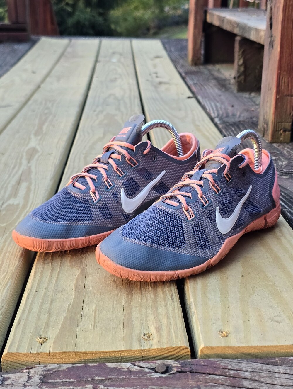 Nike Free Bionic Womens Size 8 Grey Pink White Athletic Running Shoes Sneakers